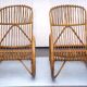 Franco Albini style, pair of rattan and bamboo rocking chairs. Italy 1950s