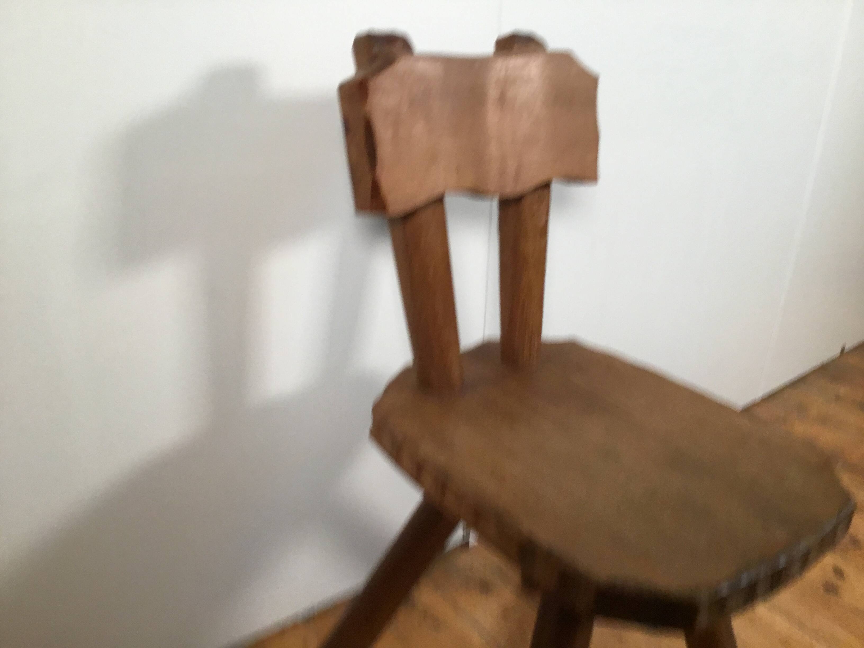 solid oak brutalist organically shaped chair