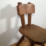 solid oak brutalist organically shaped chair
