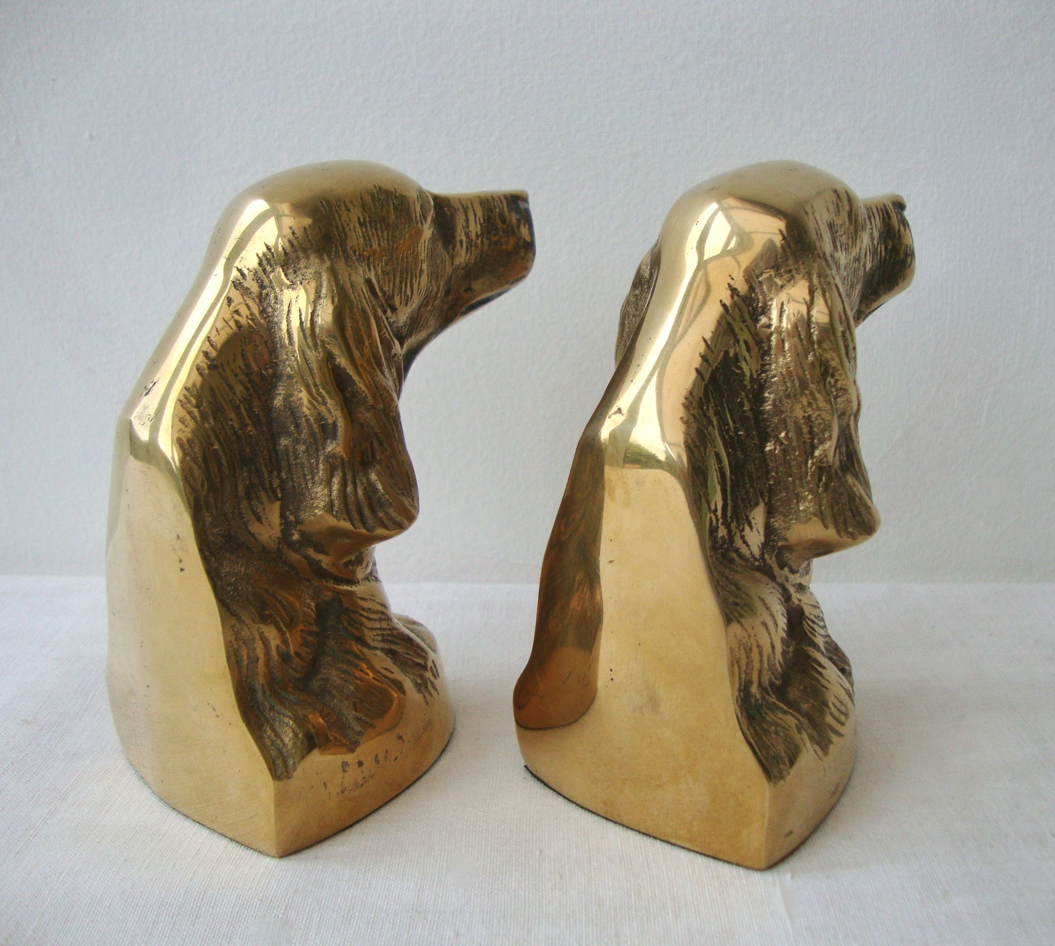Brass cockers dog bookends
