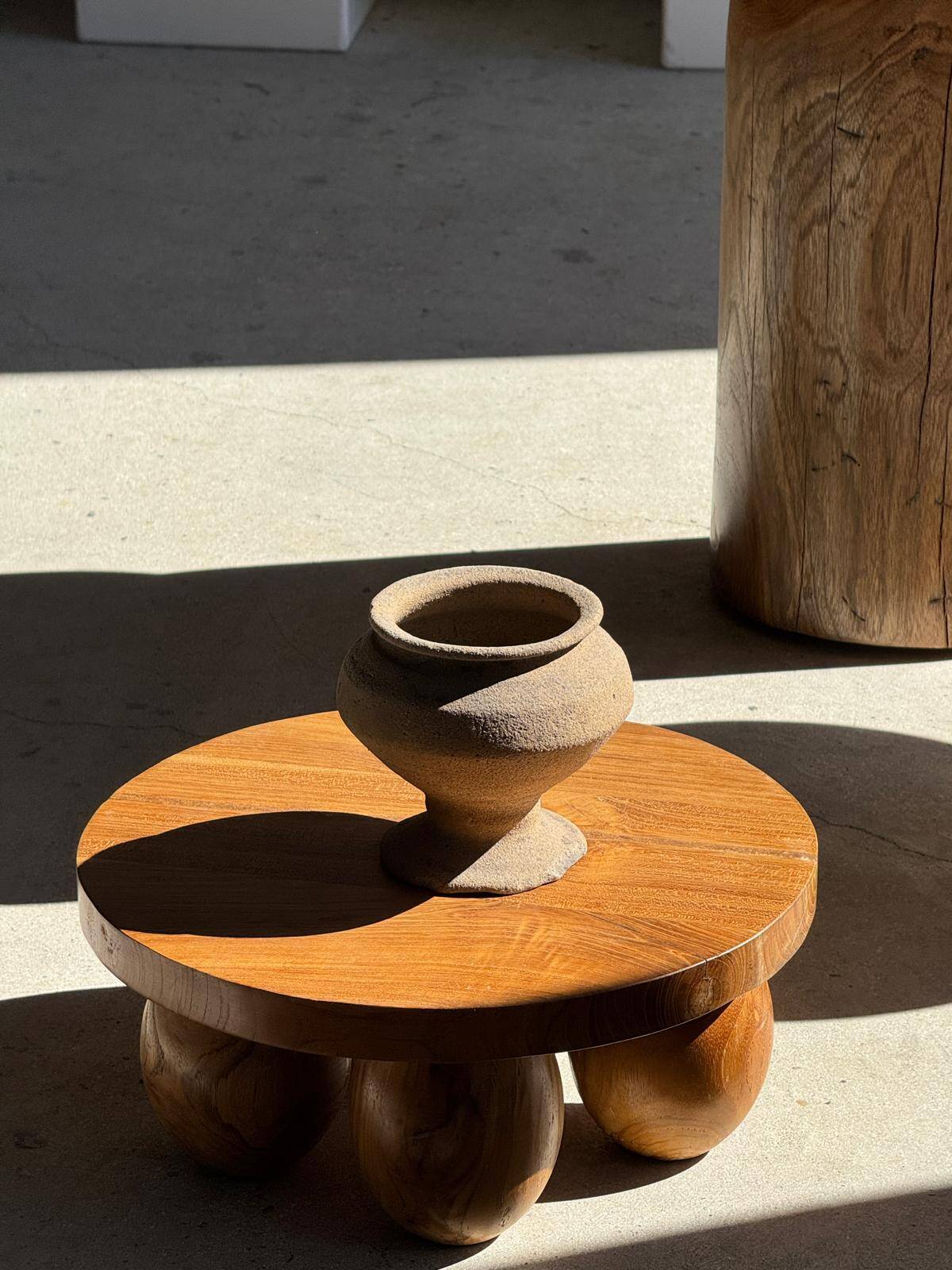 Petrified wood catchall or dish in light grey with rings D27x25 -3320