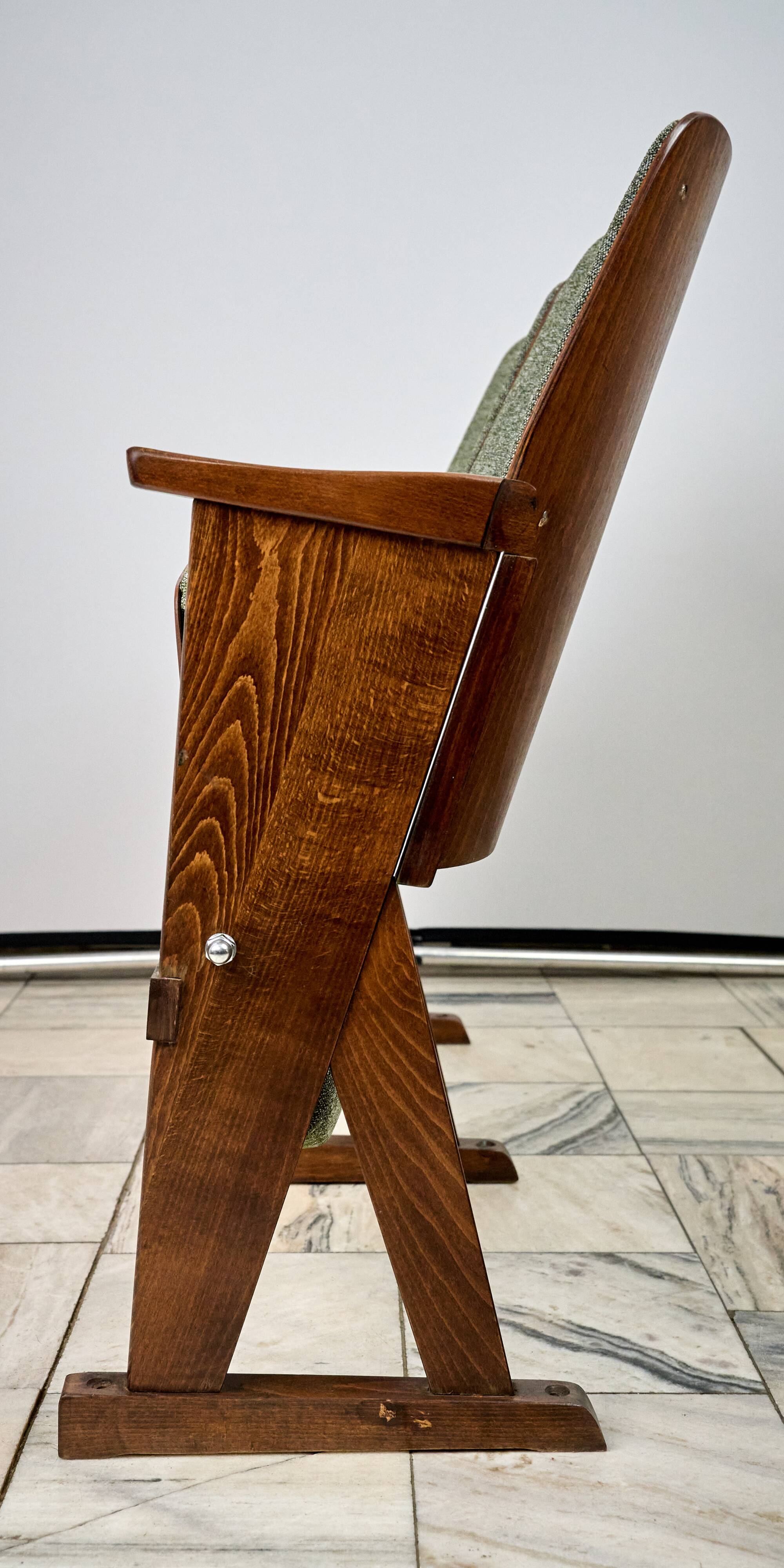 Vintage Green Folding Cinema Chairs, 1970s Czechoslovakia