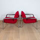 Paire de fauteuils italiens en métal chromé et tissu rouge, 1970
