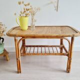 Rattan and bamboo coffee table