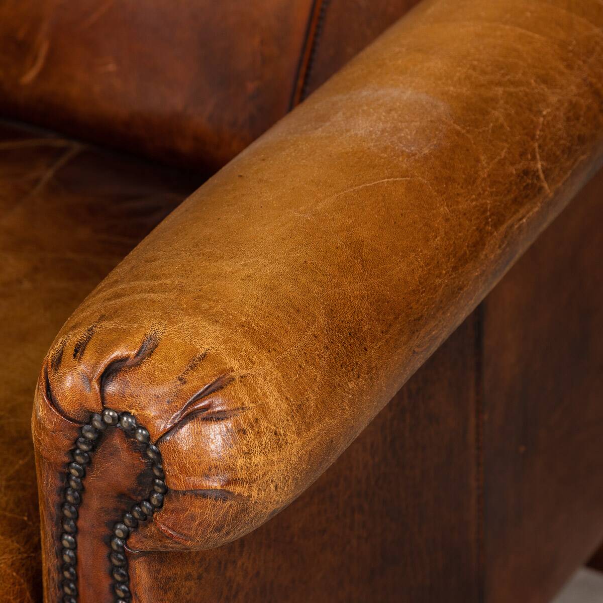 Vintage 20thc pair of dutch leather club chairs c.1980