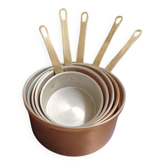 Lot de 5 casseroles en cuivre