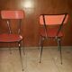 Paire de chaises en formica rouge pastel vintage