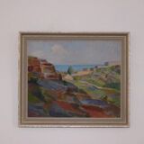 Original Swedish oil on panel – “Coastal Landscape” by Carl Deelsbo (1908–1982) – vintage & framed – 45.5 × 53.5 cm