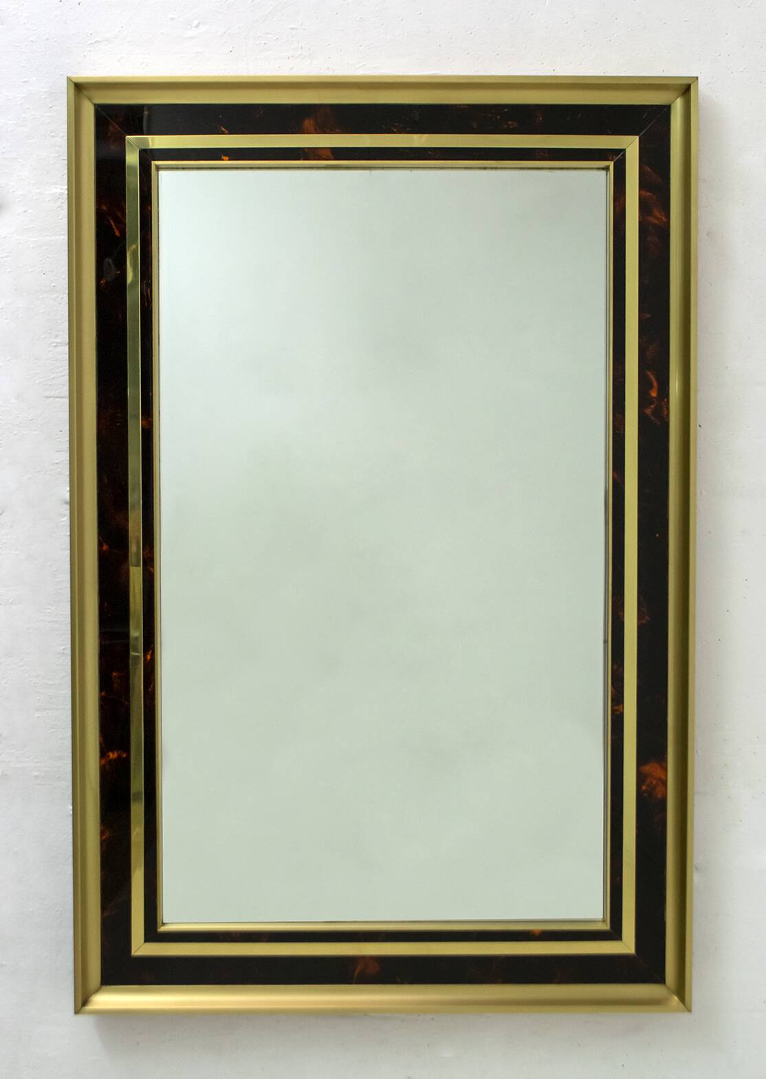 Sandro Petti Midcentury Italian Brass and Celluloid Mirror by "Metal Art",
