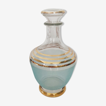 Blue and gold glass decanter