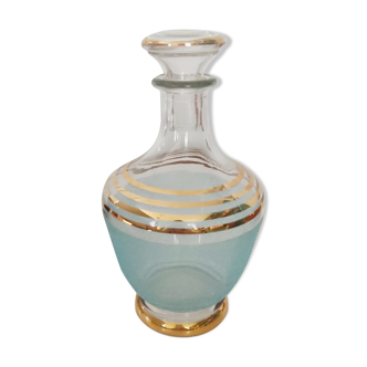 Blue and gold glass decanter