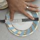 Vintage Bavaria ivory tea/coffee trio, sky blue & gold graphic waves.