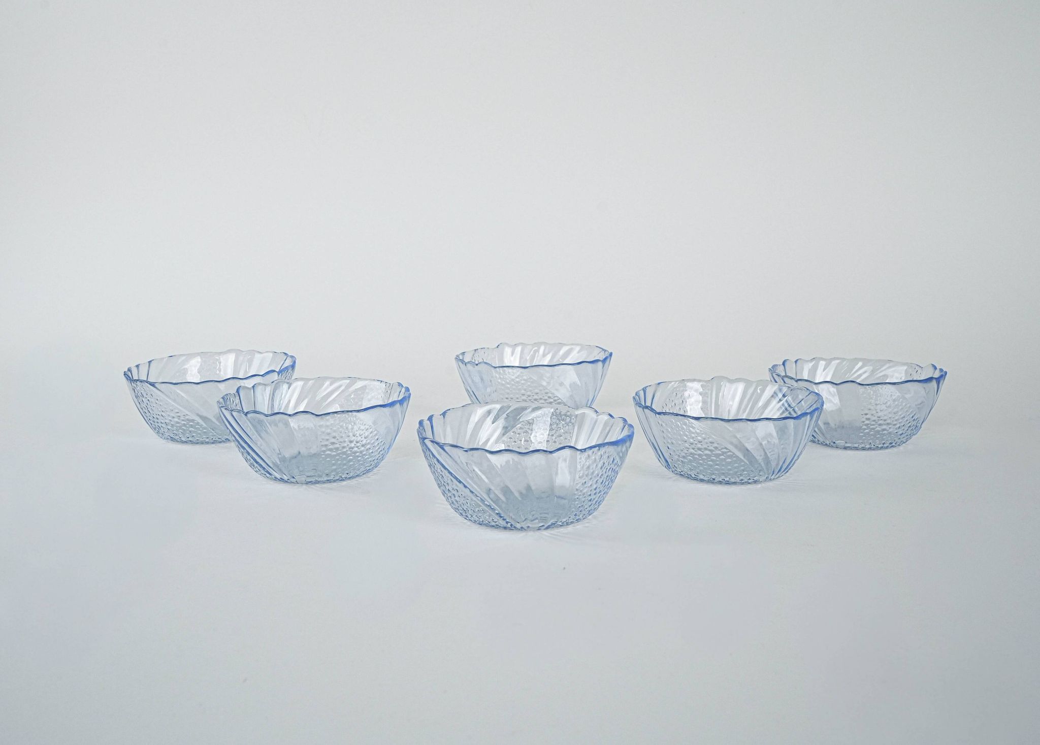 Set of glass bowls, Italian design, 1970s, made in Italy