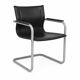 Set of 6 Matteo Grassi armchairs in black leather, Italy, 1980s.