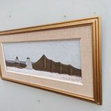 Mid-Century Modern "By the Shore" Swedish Seascape Oil Painting, Framed