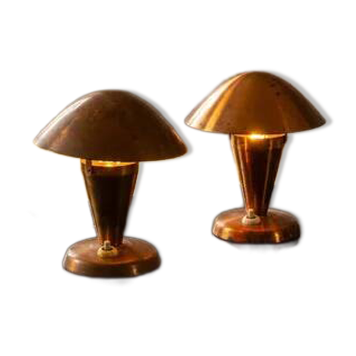 Table lamps, mid-century copper mushroom shape, Vladimír Havel Kovona 1960s