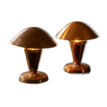 Lampes de table, forme de champignon en cuivre des années 60, Vladimír Havel Kovona.
