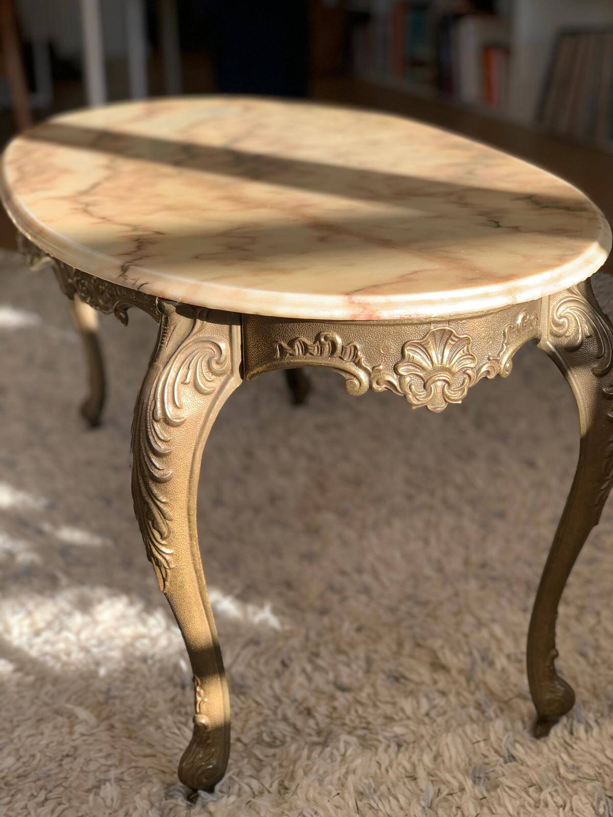 Vintage marble and brass coffee table