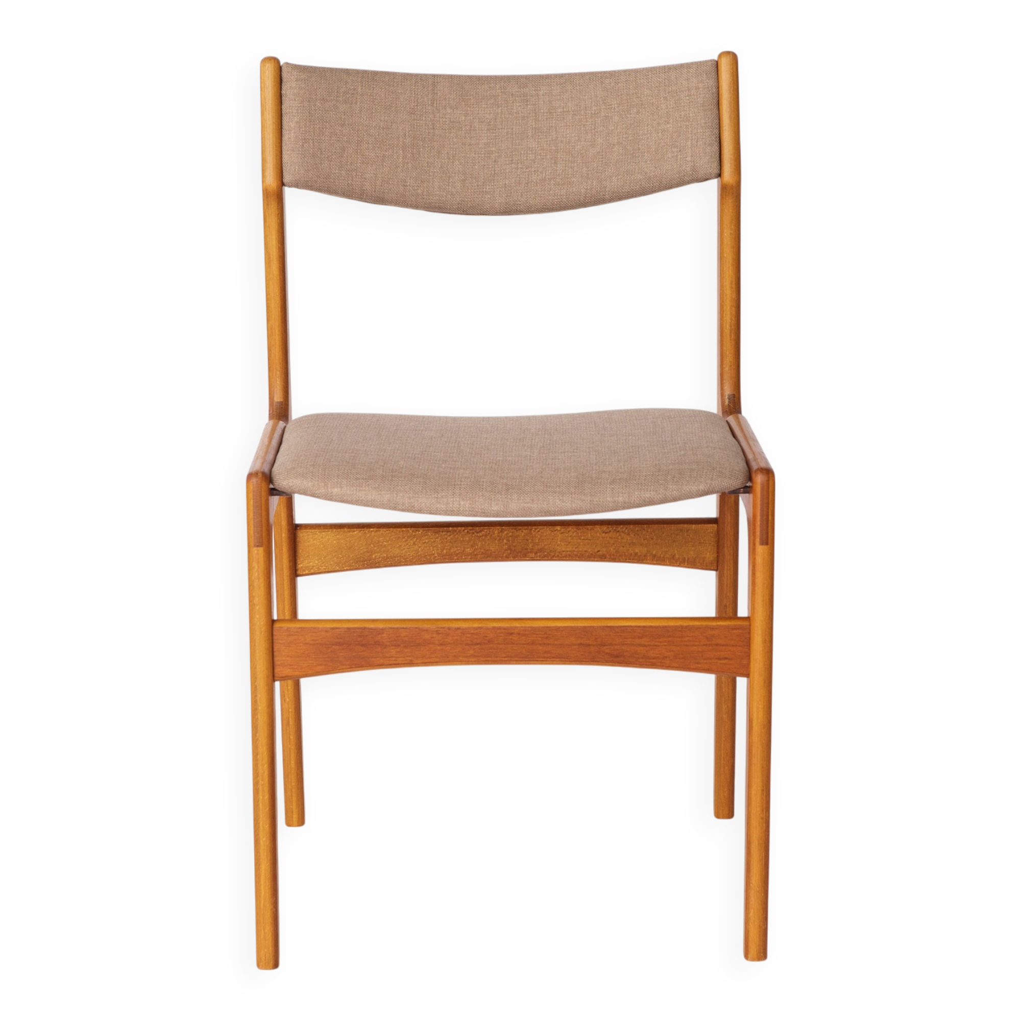 1 of 4 Vintage Danish Teak Dining Chair – 1960s, Reupholstered in Grey