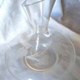Mouth-blown glass decanter with grape and vine motif