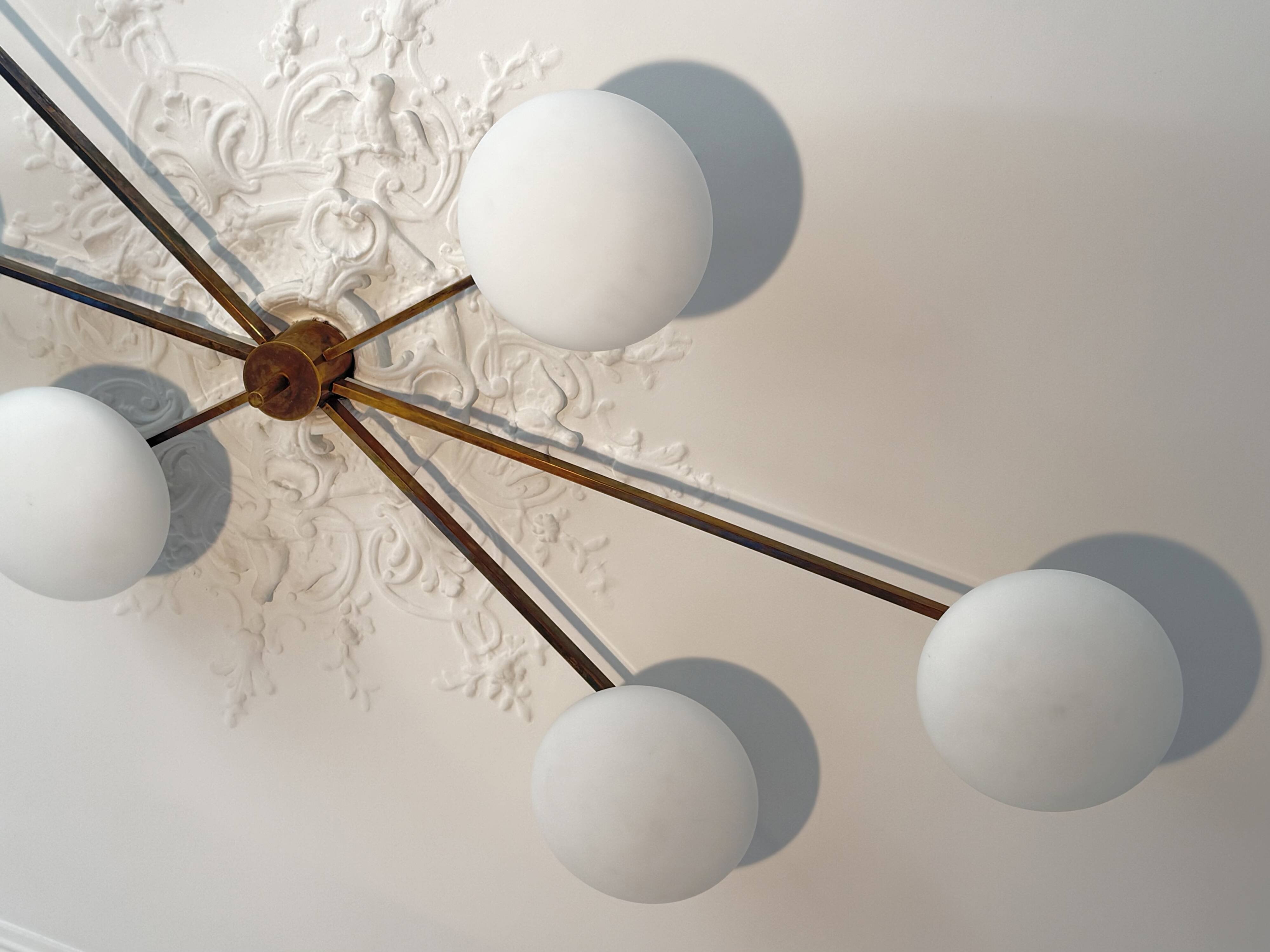 Angelo Lelii lustre plafonnier modèle 6 lune édition arredoluce