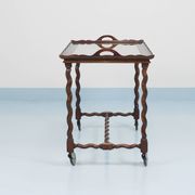 Antique Neo-Baroque Italian Barley Twist Bar Cart Serving Trolley, 1920s