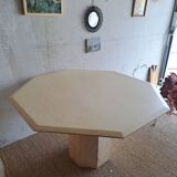 Hexagonal travertine dining table 80s