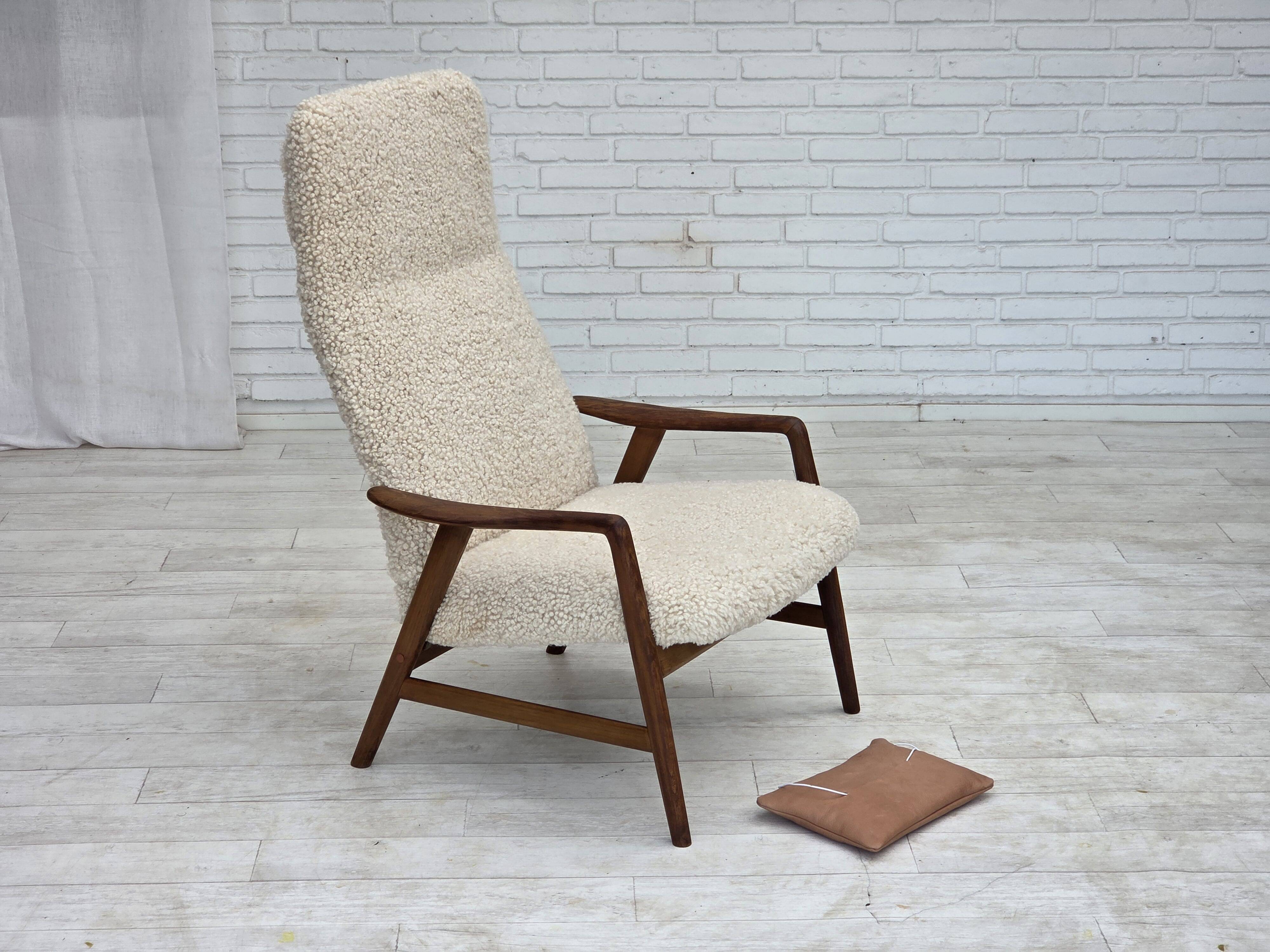 1960s, Danish design by Alf Svensson, genuine sheepskin, reupholstered.