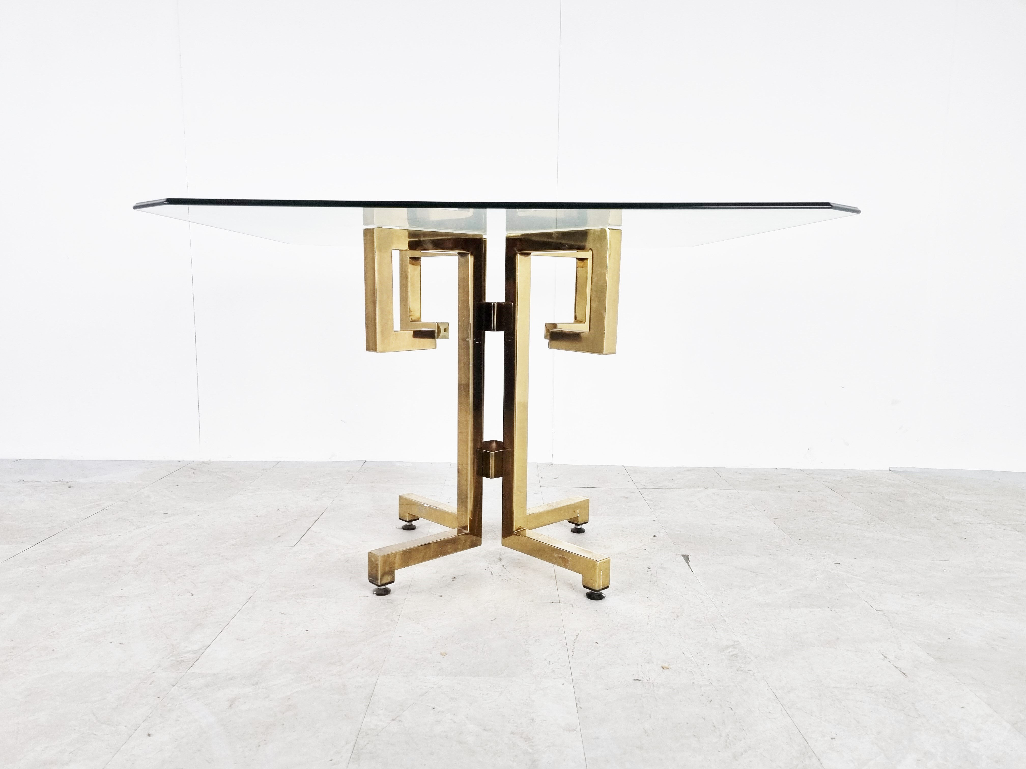 Geometrical brass dining table, 1970s