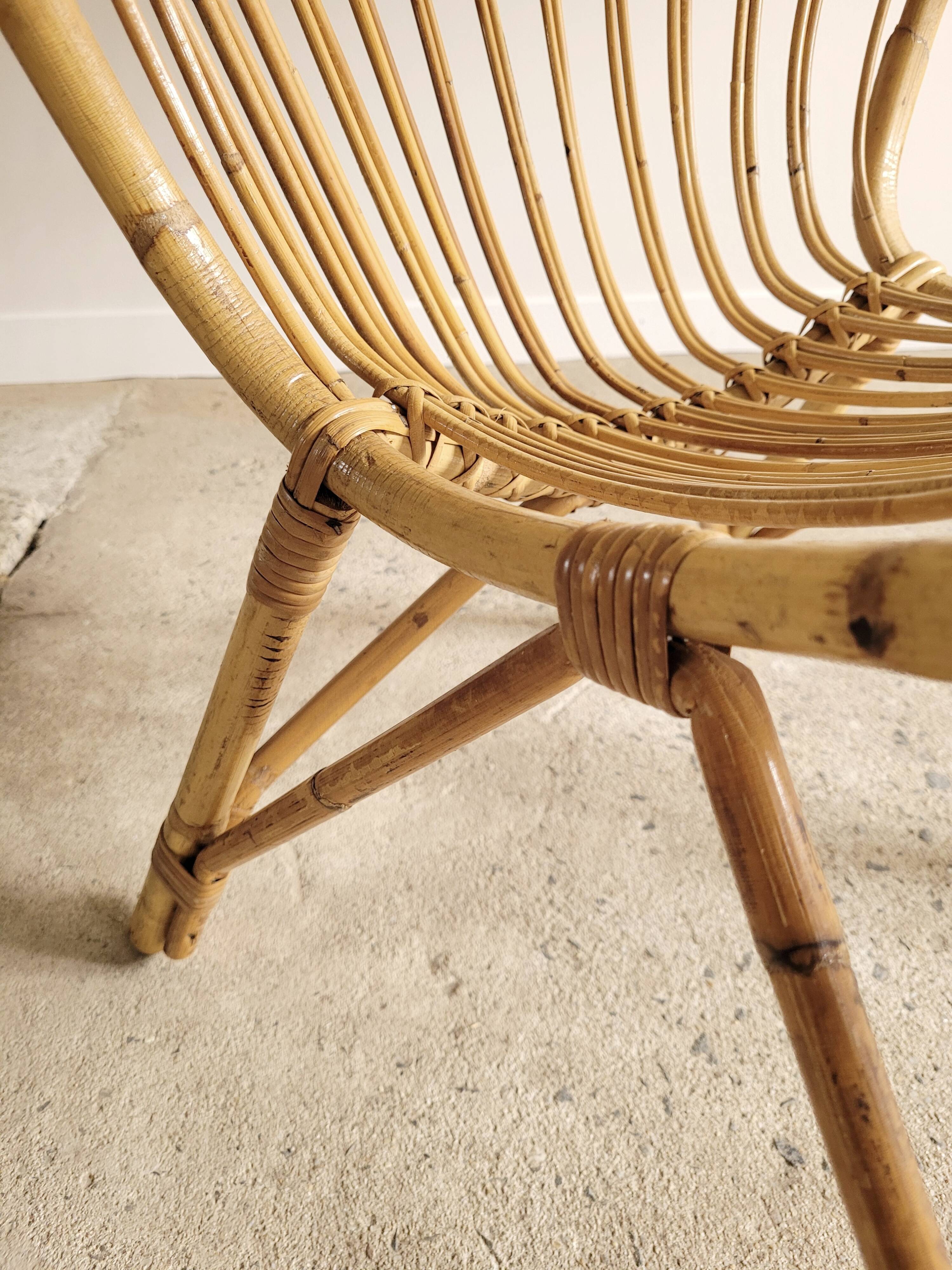 Fauteuil en rotin vintage