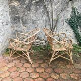 Pair of vintage rattan armchairs