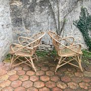 Pair of vintage rattan armchairs