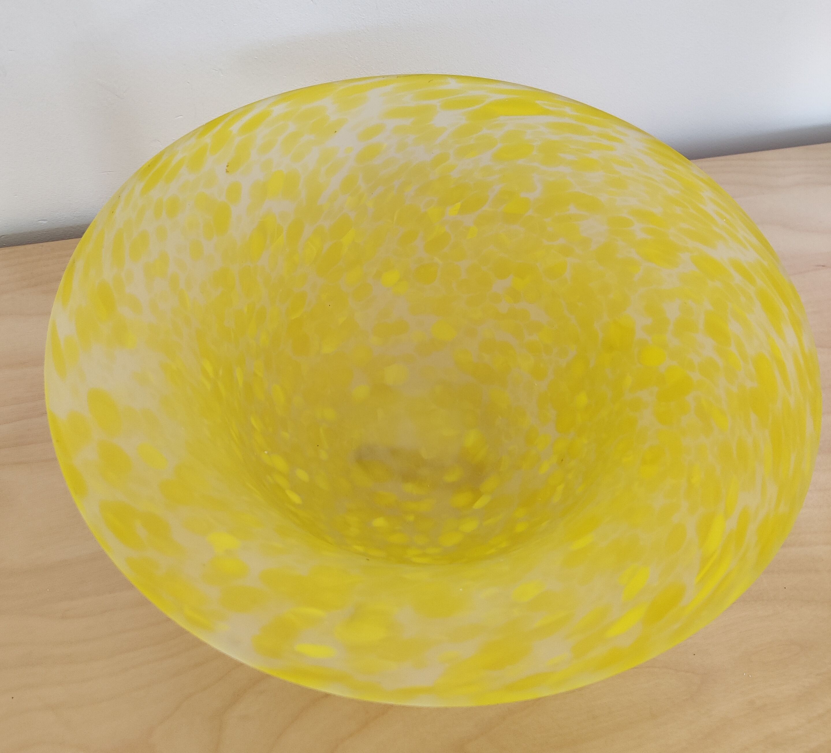 Yellow speckled frosted glass bowl