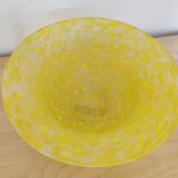 Coupe saladier verre sablé tacheté jaune