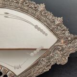 Table mirror vintage engraved glass fan
