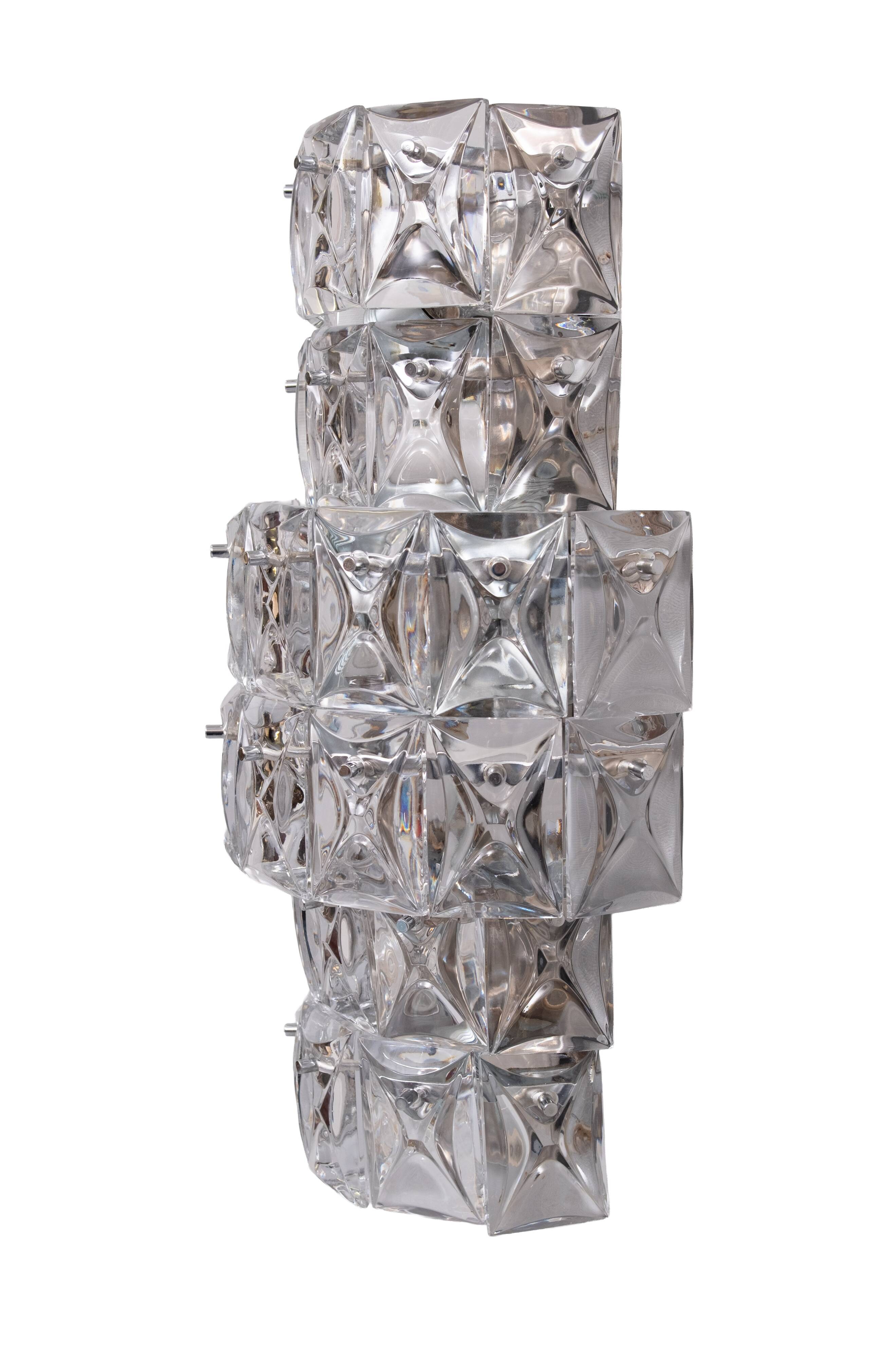 Grandes appliques murales en cristal Kinkeldy des années 1970, Allemagne.