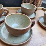 Set of 4 stoneware cups and sub-cups - vintage