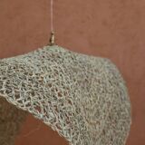 Handmade wicker hanging basket with brass finish