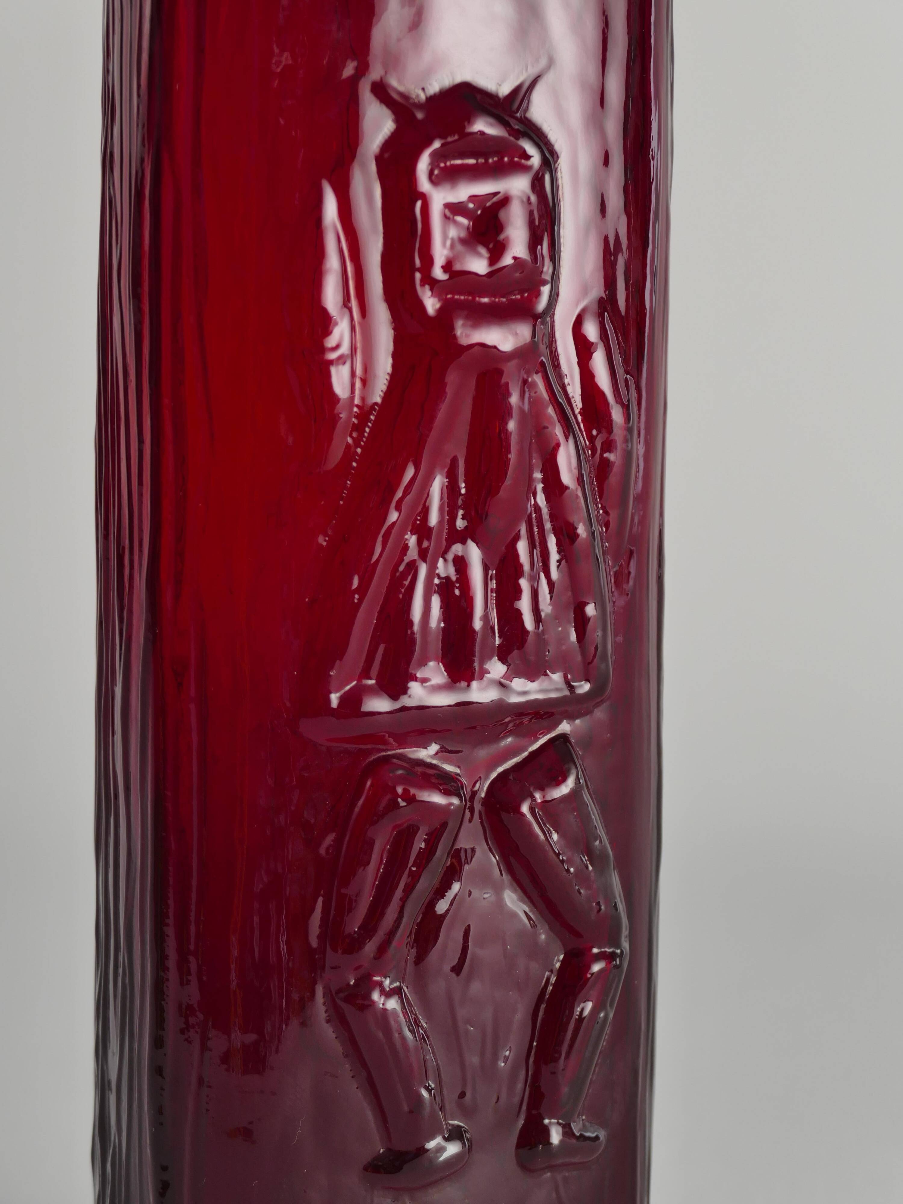 Swedish Red Devil Triangular Glass Vase by Christer Sjögren for Lindshammar