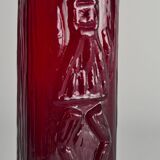 Swedish Red Devil Triangular Glass Vase by Christer Sjögren for Lindshammar