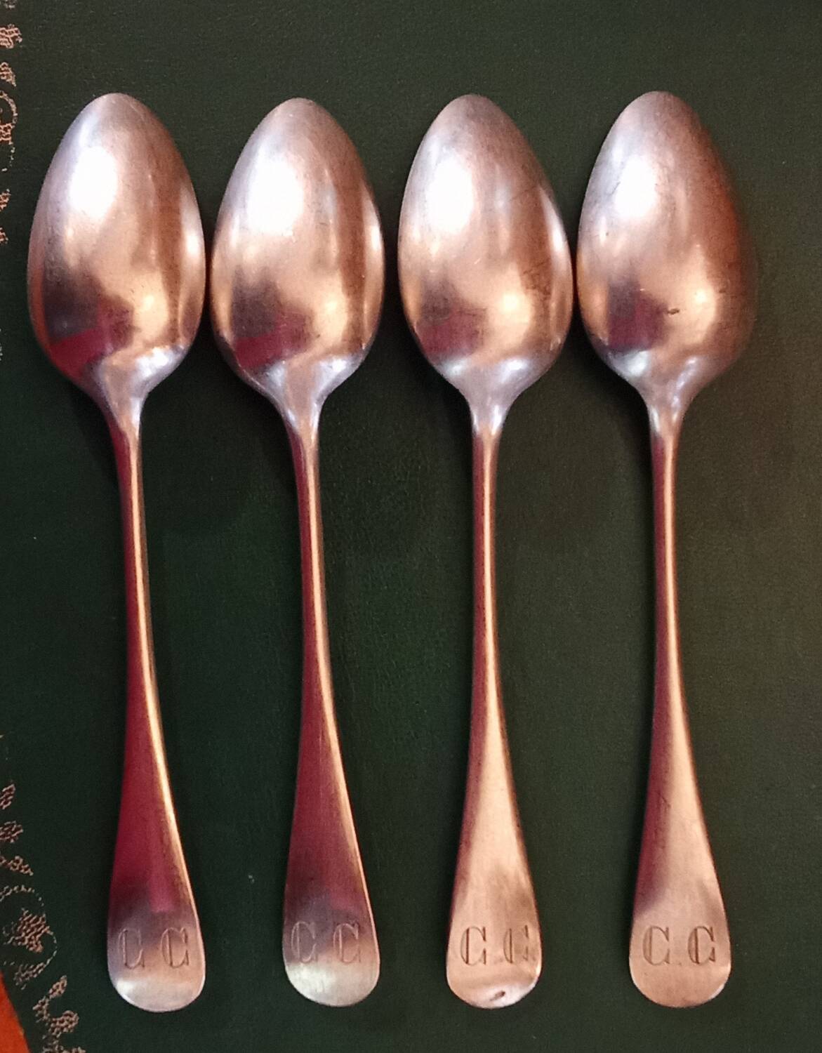 4 old small spoons monogrammed CG Orfèvrerie Christofle