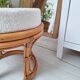 Rattan and terry fabric pouf