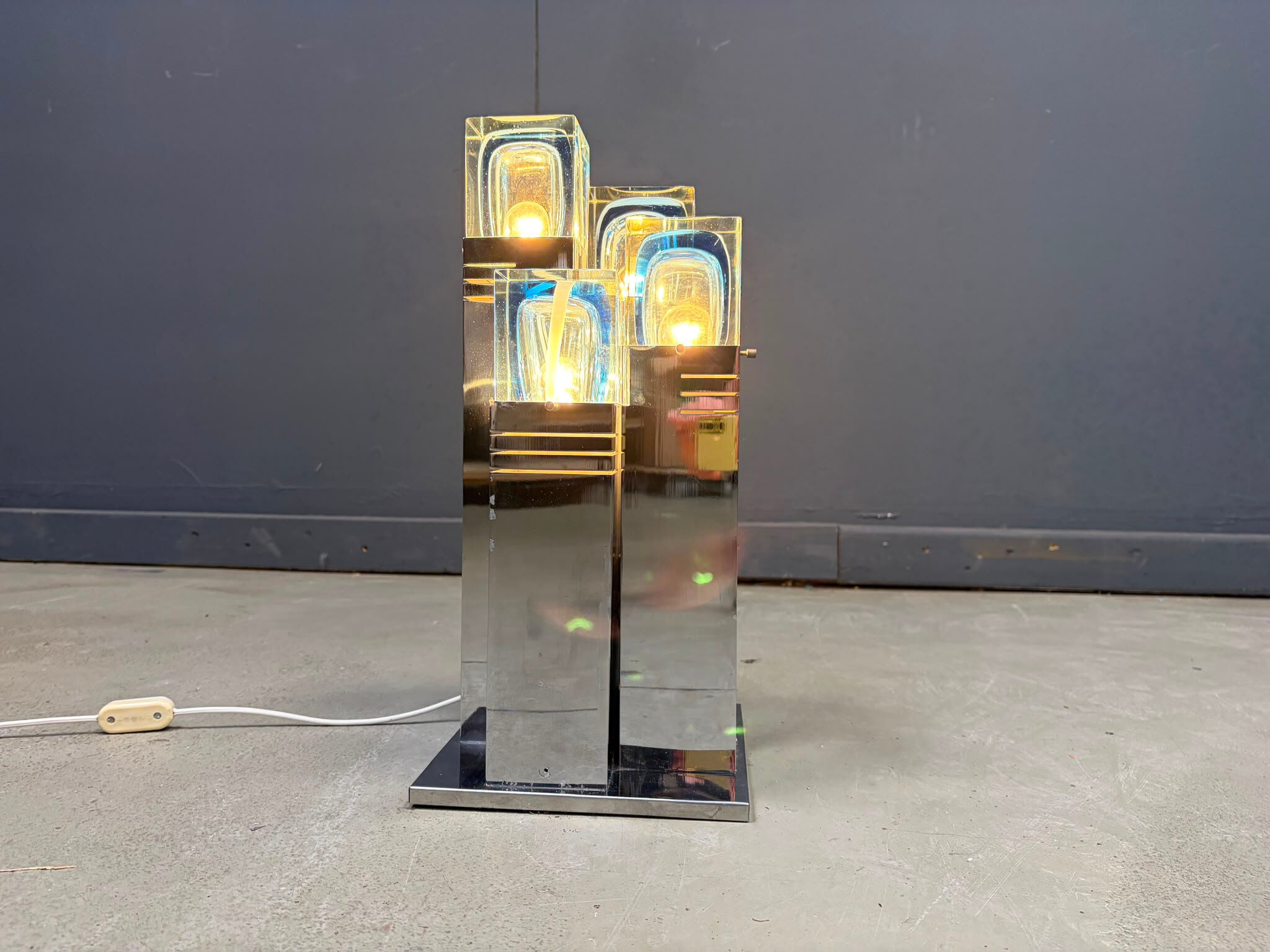Vintage Cubico table lamp by Gaetano Sciolari, 1970s
