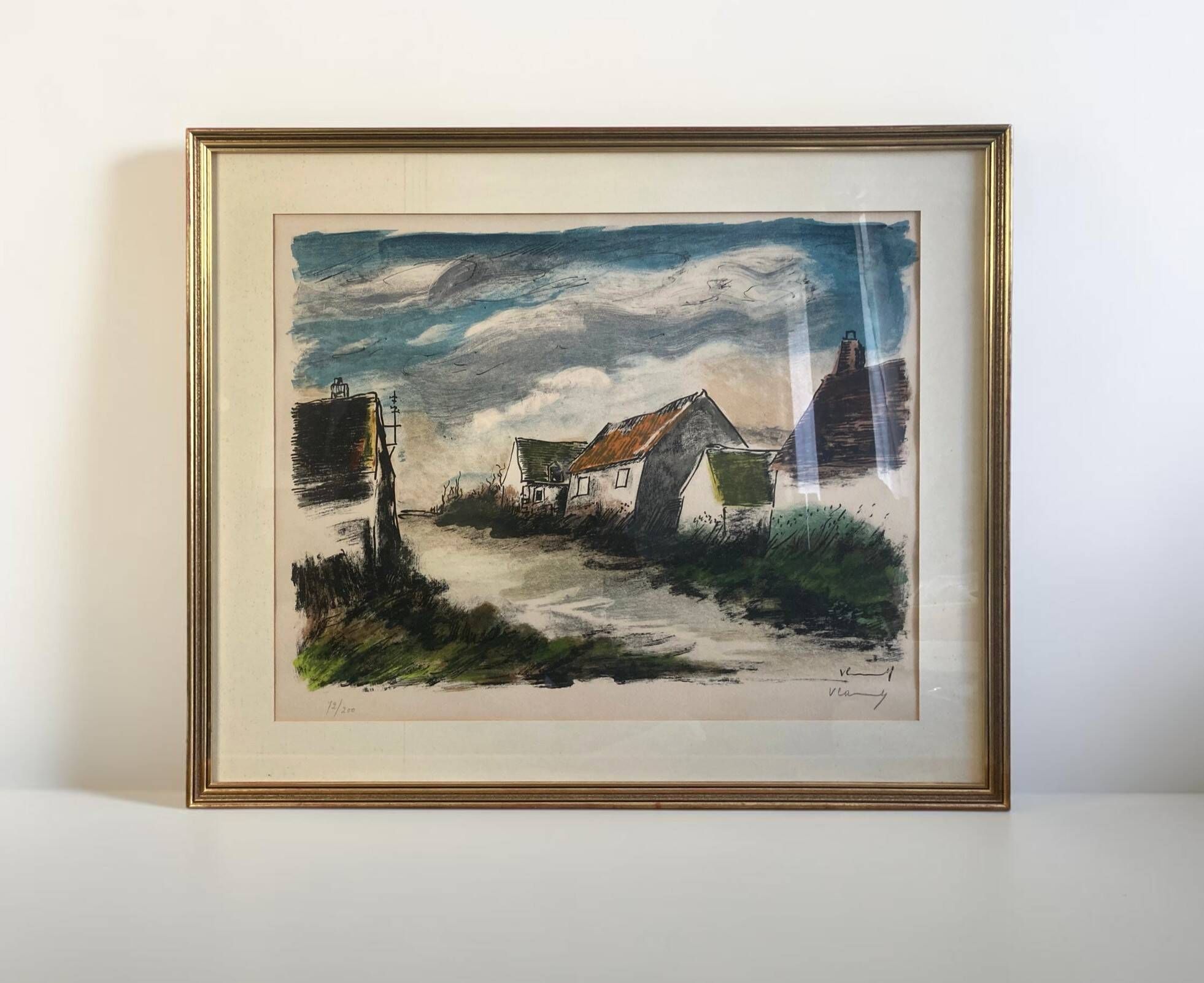 Vlaminck, original lithograph Montigny-sur-Avre signed 20th century