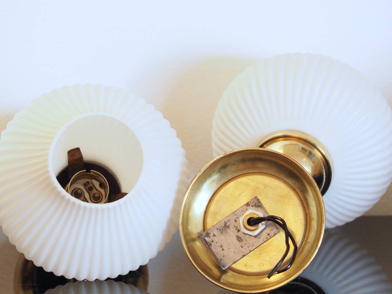 Pair of brass tulip wall lights