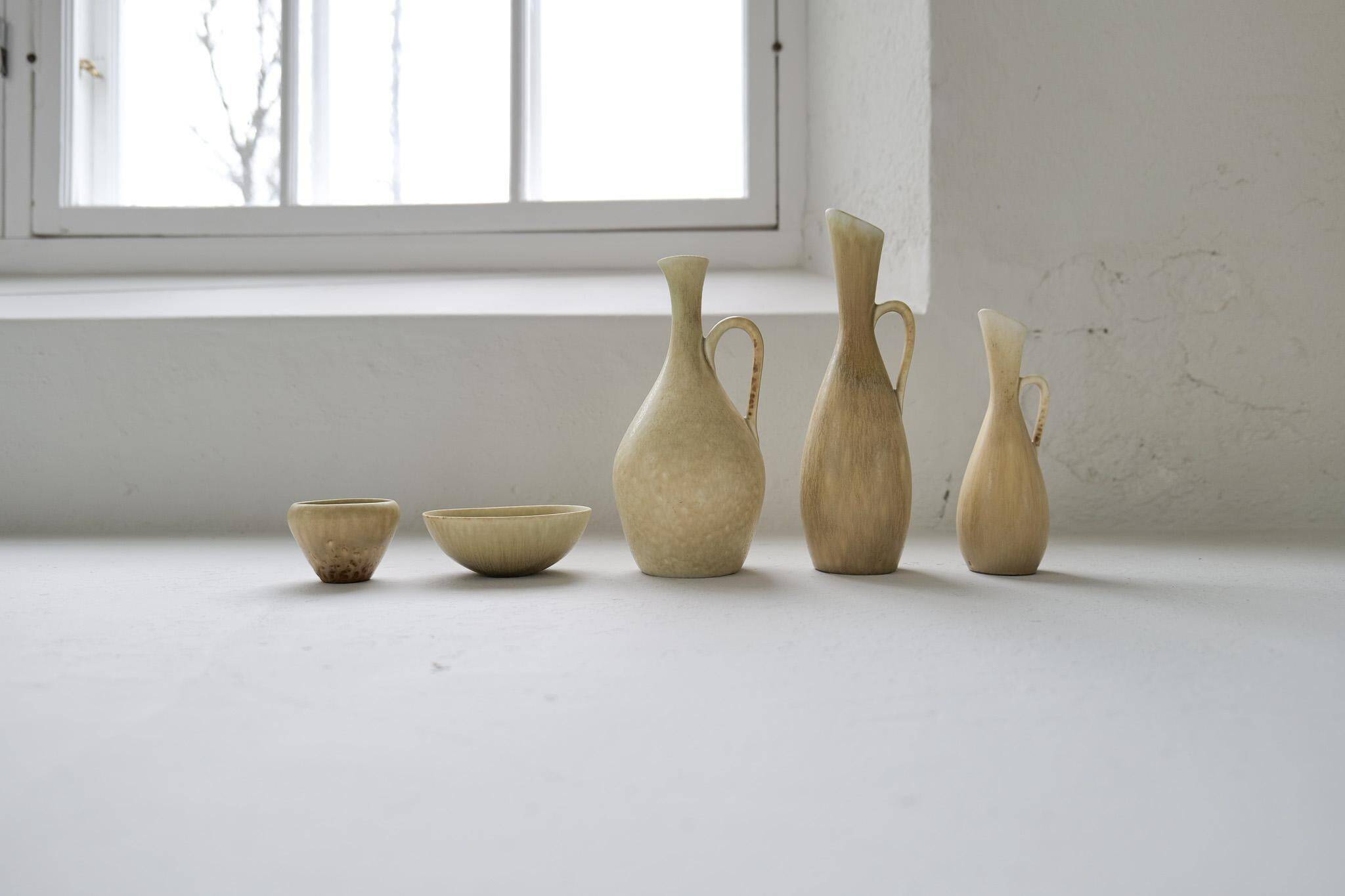 Group of 5 Mid-Century Modern Vases Rörstrand Sweden 1950