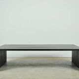 Vintage handmade wide SLATTED bench / side table, Netherlands 1970s