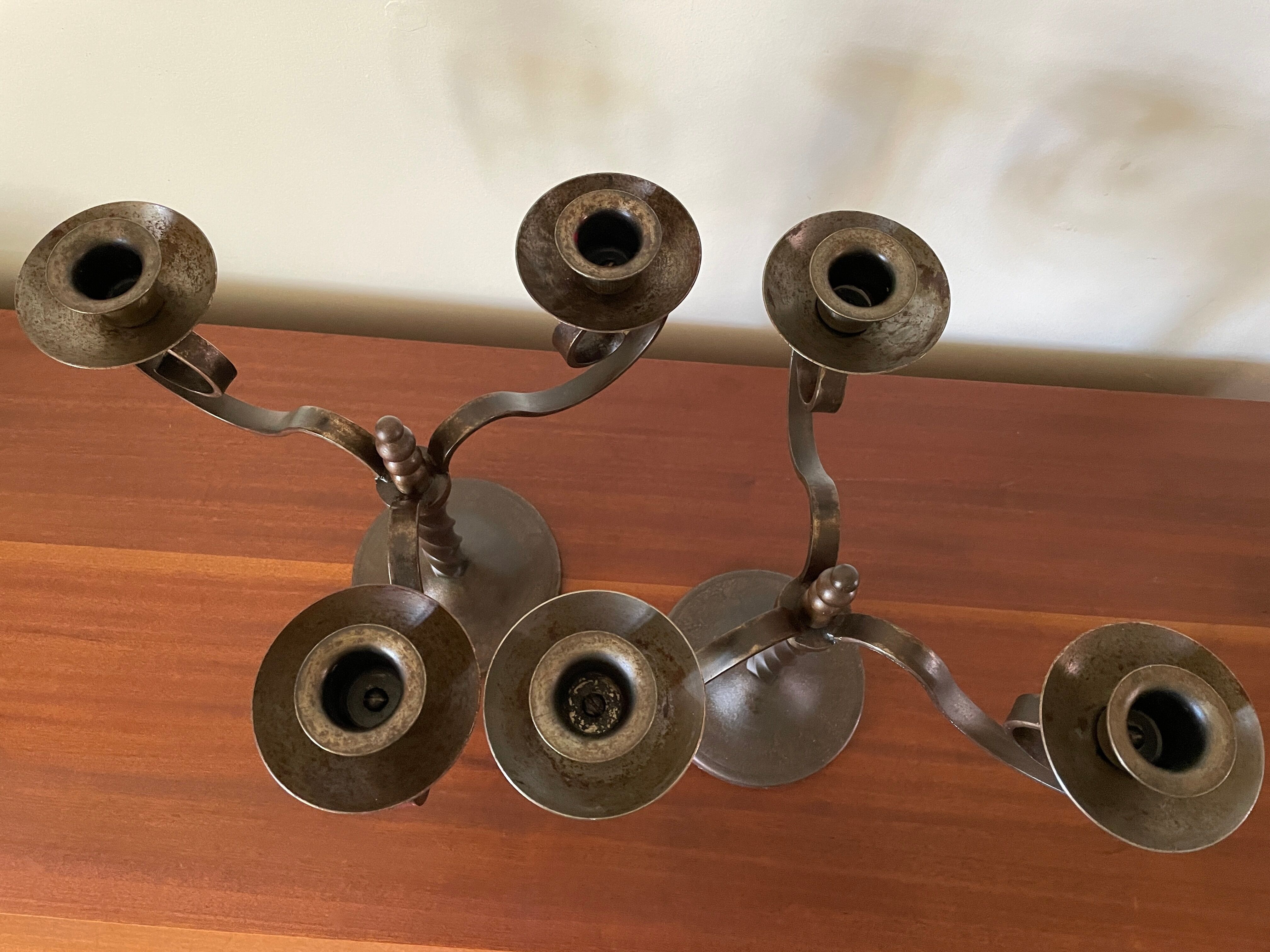 Pair of brutalist candelabra by Charles Piguet 1930