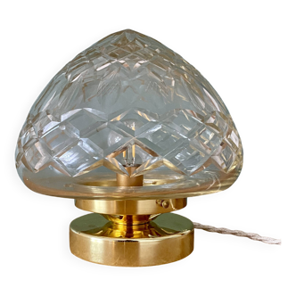 Lampe à poser globe vintage en verre ciselé