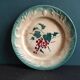 French antique barbotine plate decorated with stencil of grapes, faience de Castres